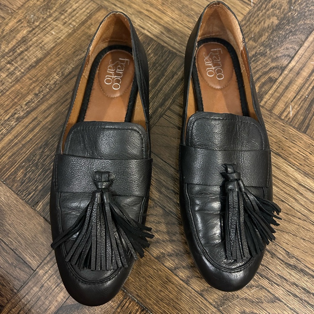 Franco Sarto black leather loafers